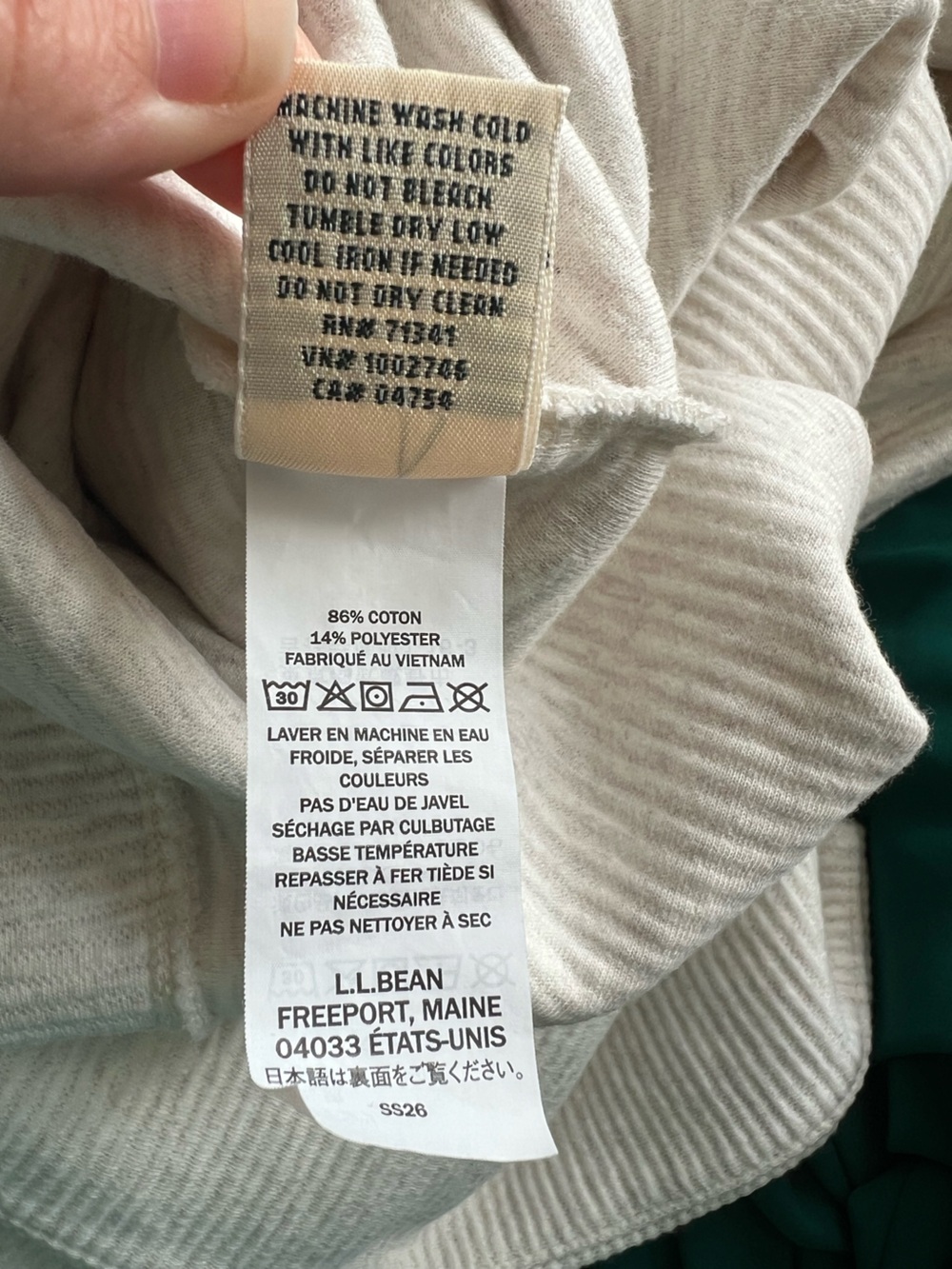 L.L. Bean NWT Lakewashed Double-Knit Funnelneck 3X Oatmeal Heather - Picture 7 of 7